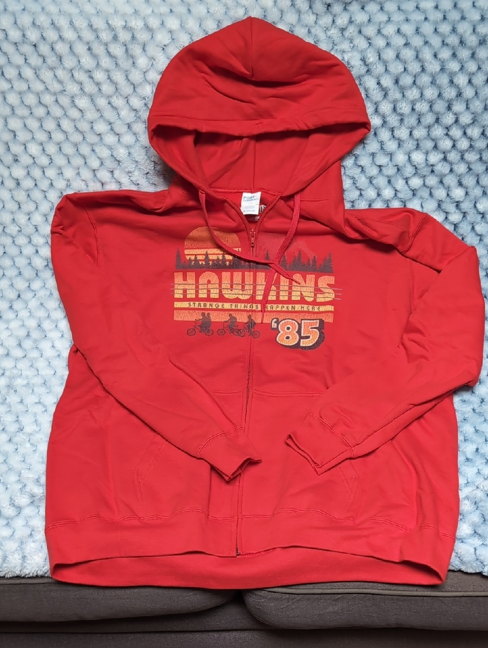 Red 'Hawkins 85' Zip-Up Hoodie